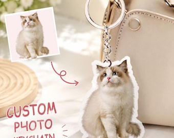 Custom Photo Keychain Personalized Picture Charm Pet People Anime