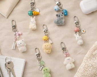 Plush Animal Keychain Charm: Kawaii Mini Bag Accessory Pendant