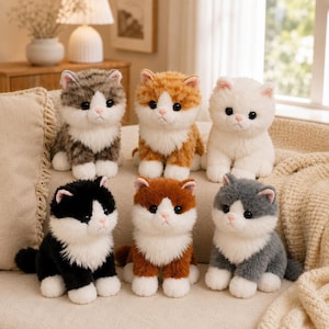 Boneco de pelúcia de gato, brinquedo de gatinho fofinho, decoração aconchegante de animal, presente para amante de gatos