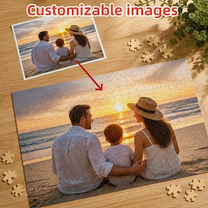 Custom Photo Puzzle Personalized Picture Jigsaw Puzzle Memory Gift For Couples Family Friends image 1