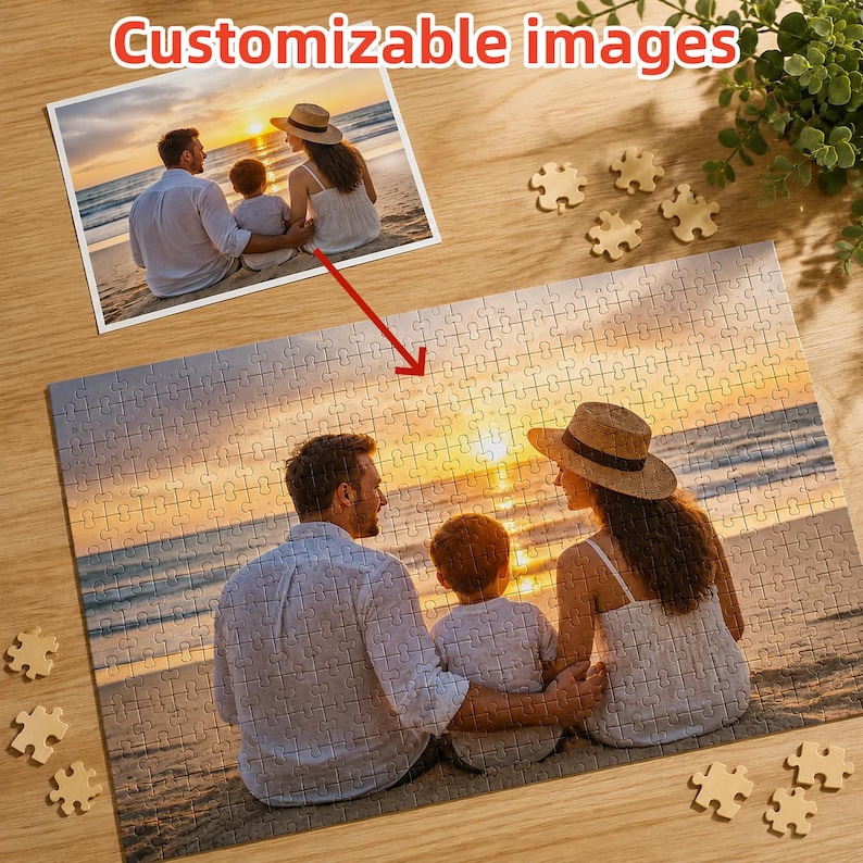 Custom Photo Puzzle Personalized Picture Jigsaw Puzzle Memory Gift For Couples Family Friends image 1