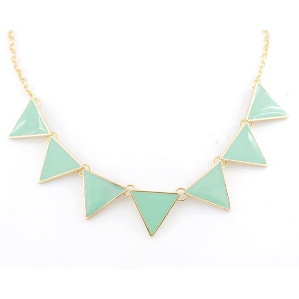 Beautiful Gold-tone Mint Green Triangle/Pyramid Funky Statement Necklace