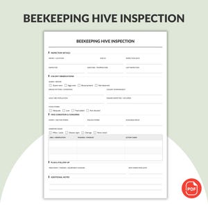 Inspeção de colmeias para apicultura (para imprimir) | Registro de inspeção de apiário | Cadastro de colônias de abelhas | Download em PDF