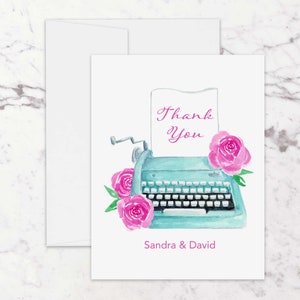 Personalized Watercolor Thank You Cards, Custom Floral Stationery Note Cards