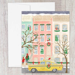 Personalized Brooklyn Brownstone Christmas Card Set: New York Holiday Greeting Cards