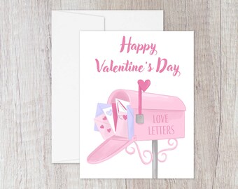 Illustrated Valentine's Card, Plutonic Valentine's Day Card for Friends, Folded Blank Inside Card