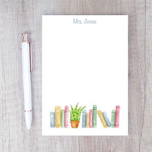 Personalized Watercolor Notepad: Stacked Books Stationery Gift
