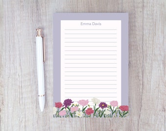 Personalized Floral Note Pad, Custom Illustrated Stationery, Personalized Gift For Her, Bridal Party Gift