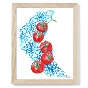 Tomato Kitchen Art Print, Water color painting, Food Art Print, wall art, illustration, mediterranean decor