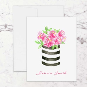 Personalized Floral Note Cards: Watercolor Stationery Gift