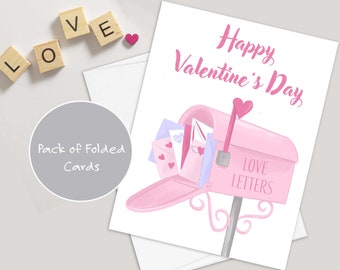 Valentine's Day Love Letters Card Set, Sweet Valentine's Greeting Card Pack, Folded Greeting Card Set