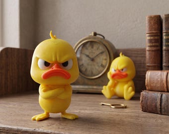 Wütende Entenfigur aus 3D-Druck, lustiger Schreibtischbegleiter, humorvolles Geschenk fürs Bücherregal