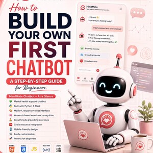 Python Flask Chatbot eBook | Mental Health AI App, Beginner Coding Guide (Digital Download)