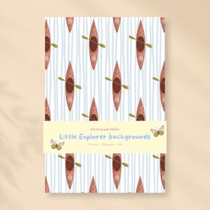 Bakgrundspapper för lilla utforskaren | A5-journalpapperspaket | Scrapbookpapper för naturen | 9 handritade bakgrunder