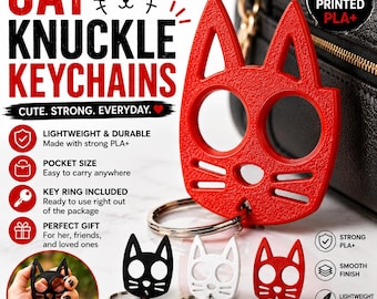 Cat Knuckle Keychain | 3D Printed Cat Grip Keychain | Cute EDC Keychain | PLA+ Pocket Accessory | Gift for Women
