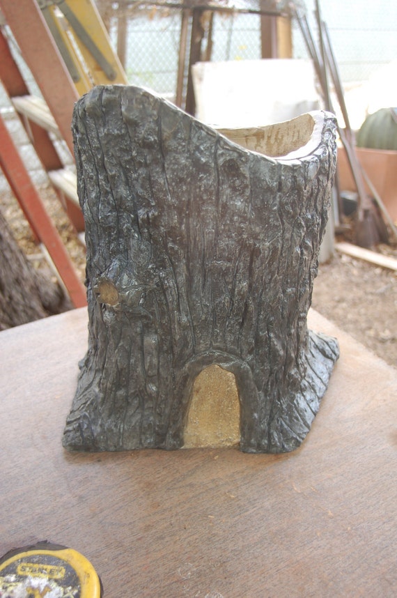 Items similar to Concrete Faux Bois Planter Fake Wood Cement Stump of