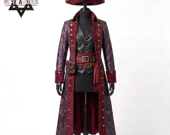 手作りメンズレザー海賊船長コスチューム｜ルネッサンスコスプレハロウィンコスチューム