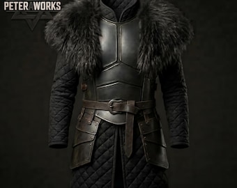 Men's Viking Leather Armor | Medieval Warrior Costume | Fur LARP Cosplay Outfit