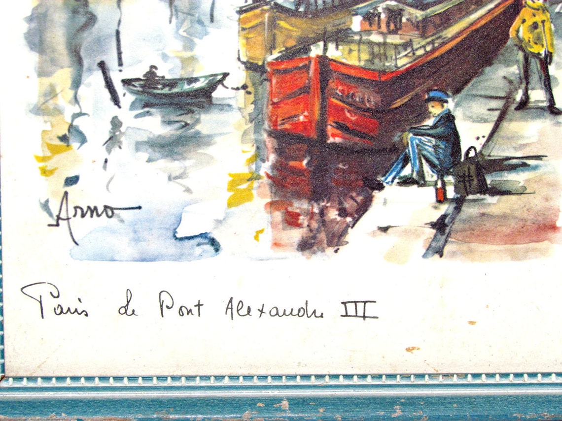 Vintage Pair of Signed Arno Watercolor Parisian Prints Etsy