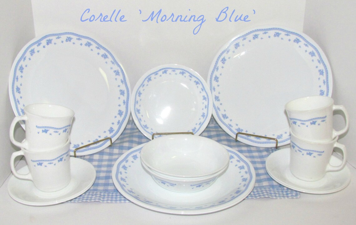 Vintage Corelle 'Morning Blue' Dinnerware Corelle Etsy