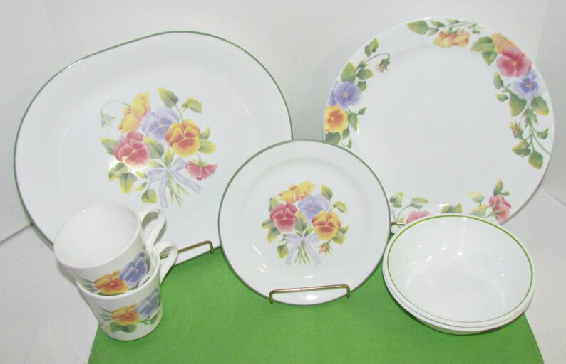 Vintage Corelle 'Pansy' Dinnerware Summer Blush Etsy