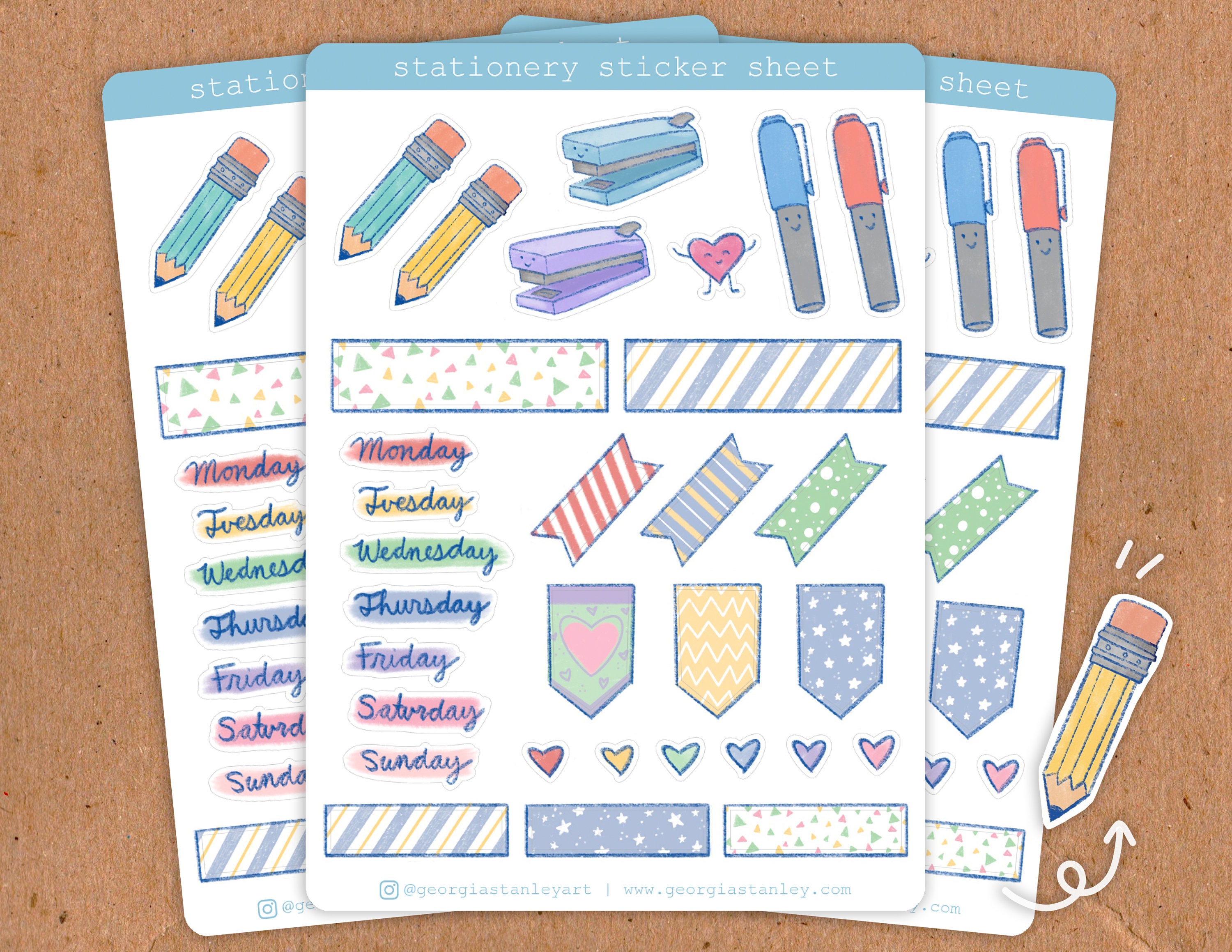 Stationery Sticker Sheet Illustrated Stickers for Planners