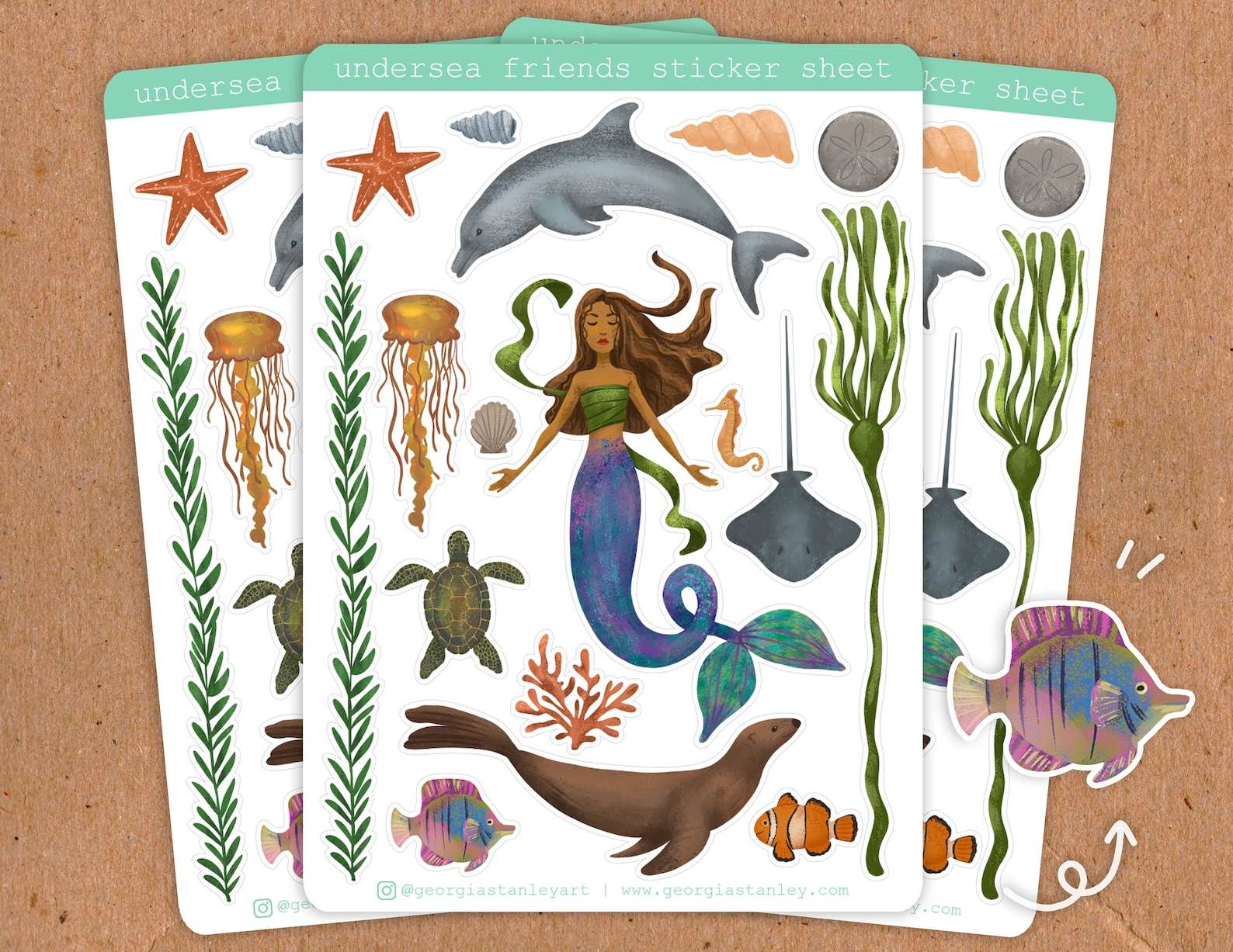Undersea Friends Sticker Sheet Illustrated Stickers for Etsy