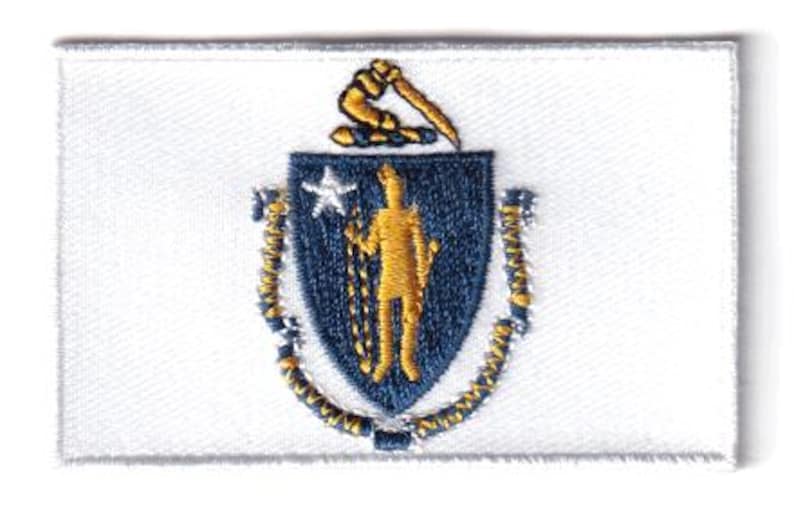Massachusetts flag patch, 6.5 x 4 cm embroidery.