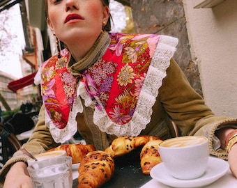 Handmade Vintage Silk Collar Necklace | Upcycled Scarf Statement Accessory