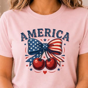 Amerika PNG, Vaterländische Kirsche, Flaggenschleife, 4. Juli Sublimationsdesign (Digitaler Download)