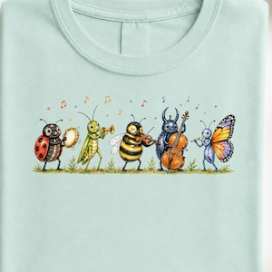 Bug Band PNG, T-shirt met muzikale insecten, sublimatieontwerp voor kinderen (digitale download)