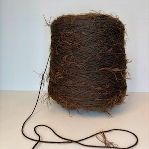 Rocca Chocolate Brown Fur Cord Yarn, Fringed Cord for Crochet and Macramé Bags, Soft Italian Patterned Yarn