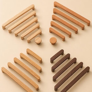Custom Engraved Wooden Cabinet Pulls, Natural Wood Drawer Knobs, Farmhouse Hardware