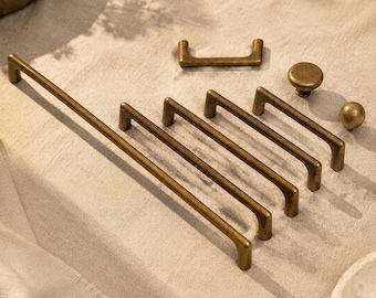 Aged Brass Cabinet Handles, Zinc Alloy Drawer Pulls, Vintage Cupboard Door Handles, Rustic Wardrobe Pulls, Kitchen Dresser Hardware