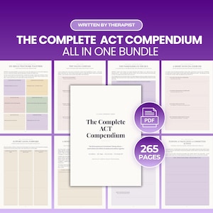 Puede incluir: Un paquete digital titulado The Complete ACT Compendium, escrito por un terapeuta. Incluye 265 páginas de hojas de trabajo en PDF con ejercicios como The Values Compass, The Passengers on the Bus y Six Skills That Work Together.