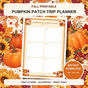 Pumpkin Patch Trip Planner Printable | Golden Harvest Fall PDF | A4 & US Letter | Instant Digital Download
