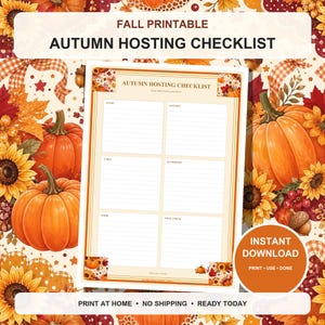 Autumn Hosting Checklist Printable | Golden Harvest Fall PDF | A4 & US Letter | Instant Digital Download