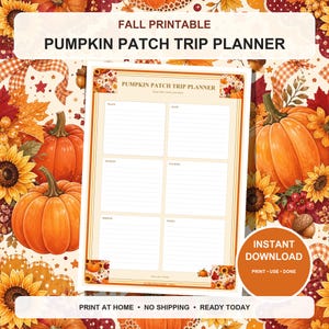 Pumpkin Patch Trip Planner Printable | Golden Harvest Fall PDF | A4 & US Letter | Instant Digital Download