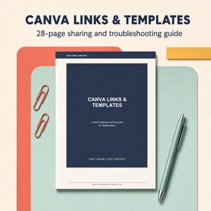 Canva Template Link Guide for Etsy Sellers, Editable Design Sharing and Troubleshooting Workbook