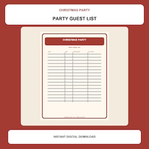 Christmas Party Guest List Printable | Holiday RSVP & Dietary Notes Tracker | PDF