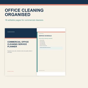 Office Cleaning Business Canva Template, Commercial Cleaner Service Planner, Editable Workplace Cleaning Checklist