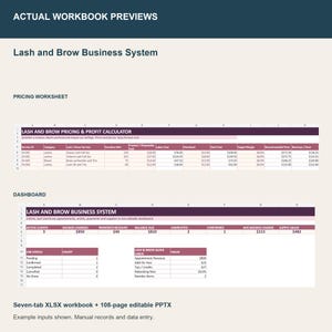 Lash and Brow Business System Canva 108 Page Forms Client CRM Pricing Calculator Booking Payment and Inventory Tracker