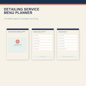 Auto Detailing Service Menu Canva Template, Car Detailing Package and Price Planner, Editable Business Forms.