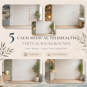 Virtual Background, Medical Telehealth Set with 10 4K JPGs, Clear And Blurred Versions