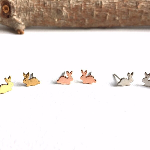 Rabbit Stud Earrings Etsy UK