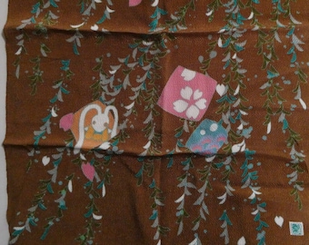 Japanese Furoshiki Wrapping Cloth Scarf Tapestry 27/" Rayon Chirimen Fabric Bijin