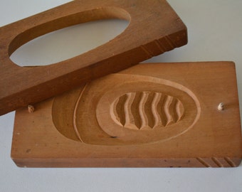 Kashigata sweets mold, hand carved, antique Japanese kashigata