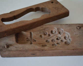 Kashigata sweets mold, hand carved, antique Japanese kashigata, 'warabi'