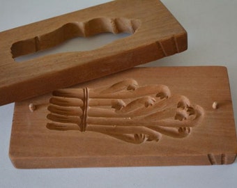 Kashigata sweets mold, hand carved, antique Japanese kashigata, 'warabi'