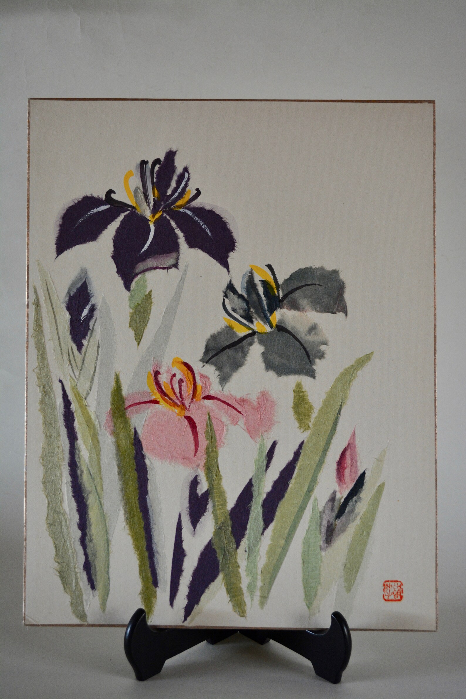 Japanese Chigirie Tornpaper Art on a Shikishi Board Large Etsy